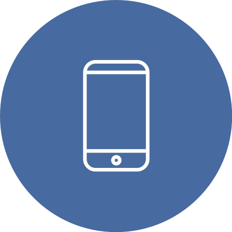 Мобильный телефон в синем кружке