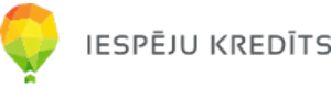 Логотип Iespejukredits.lv, где название написано черными буквами и акцент сделан на красочном воздушном шаре