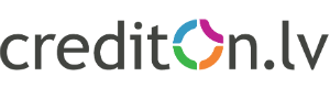 CreditOn.lv logotips, kur burts “o” tiek izcelts ar 4 krāsām – zaļa, zila, violets, oranžs