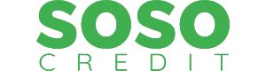 Uzņēmuma Sosocredit.lv logotips ar maziem burtiem zaļā krāsā