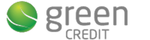 Логотип Greencredit.lv, с названием серыми буквами и визуальной частью - Земли зеленым цветом