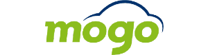 Mogo.lv logotips ar burtiem zaļā krāsā un virs tiem mašīnas siluets